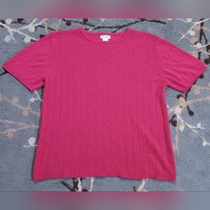 Draper's Essentials Pink Knit L Short Sleeve Acrylic Crew Neck Sweater Blouse